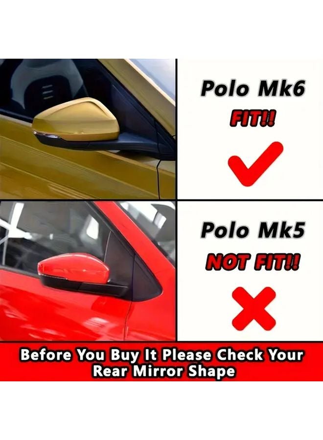 Glossy Black Rear View Mirror Cover Cap For VW Polo MK6 2017 2021 Models - Image 4